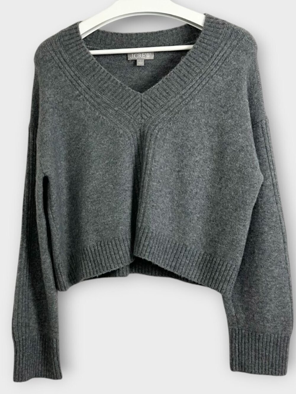 J Crew Relaxed V-Neck Sweater Heathered Medium Grey